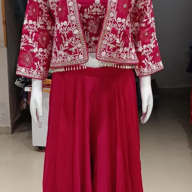 Magenta and White Jacket, Top, Palazzo Pant