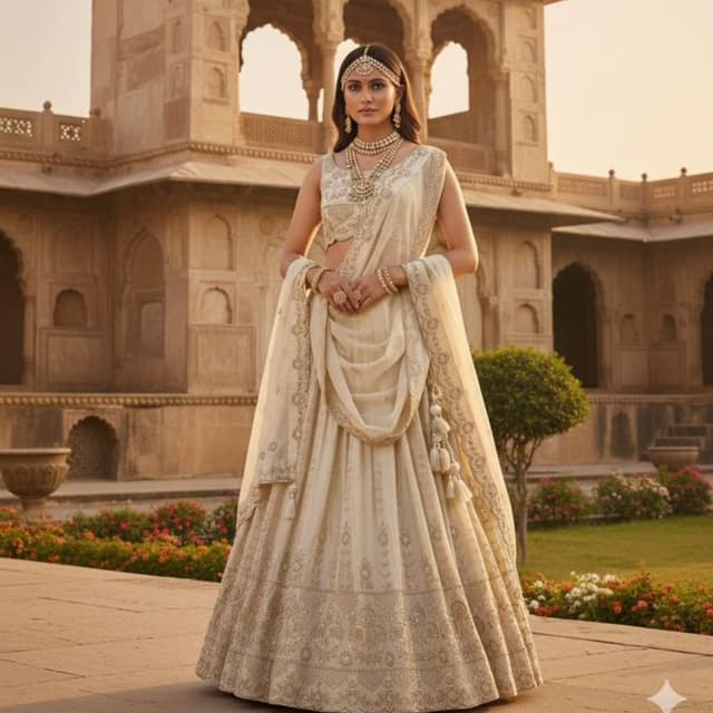 Ivory and Gold Lehenga Choli
