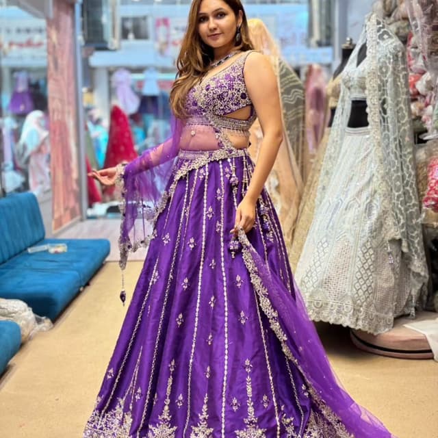 Purple and Silver Lehenga Choli