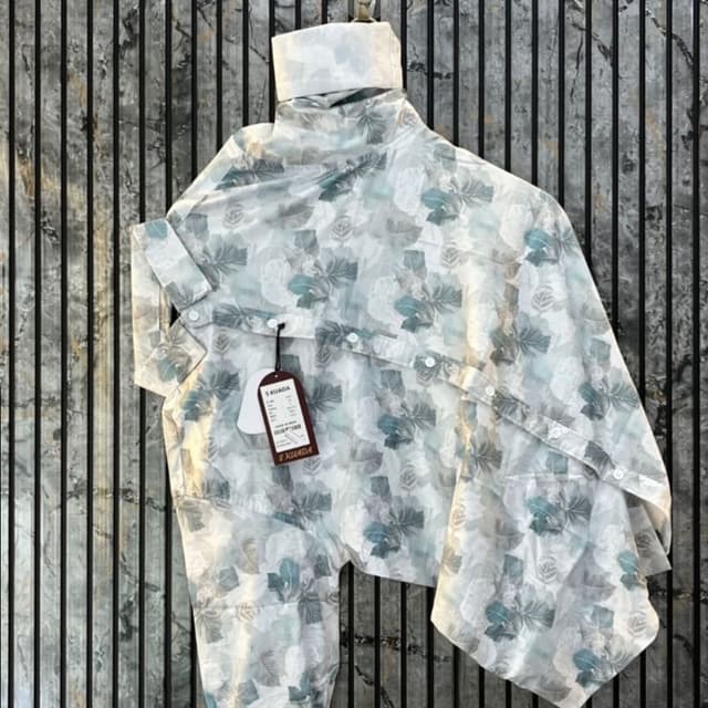 White, Gray, Teal Shirt