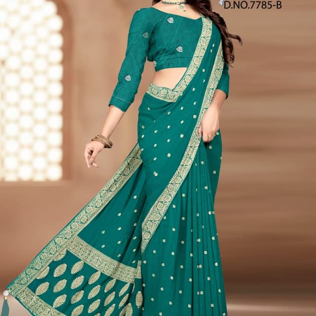 Teal and Gold Saree