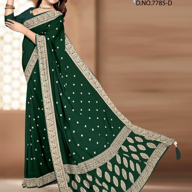 Emerald Green and Beige Saree