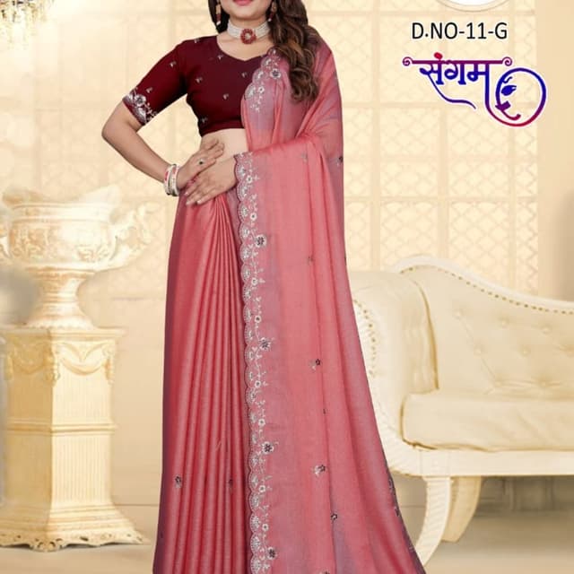 Pink, Maroon Saree
