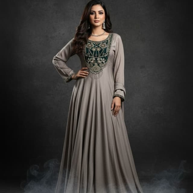 Gray and Emerald Green Dress