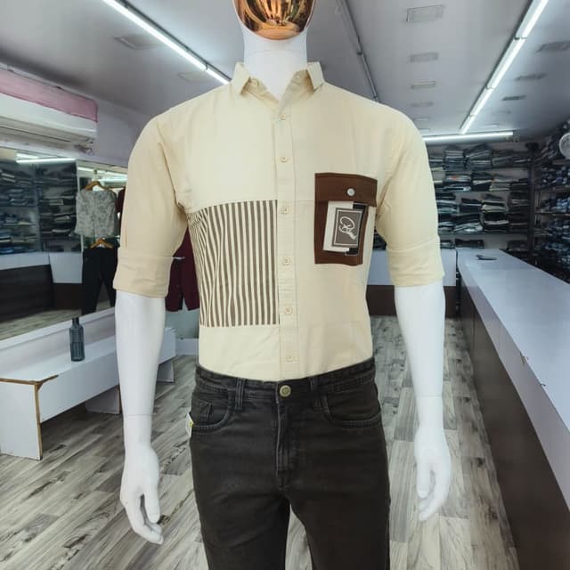 Beige, Brown, Black Shirt & Jeans