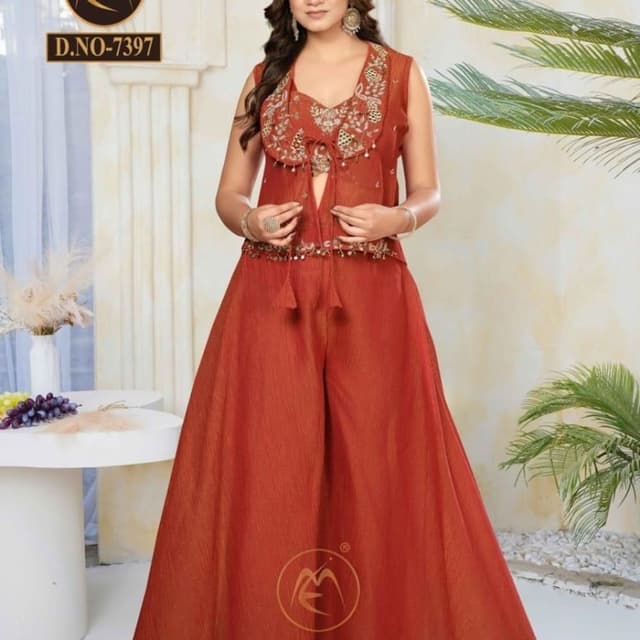 Red-Orange Palazzo Suit