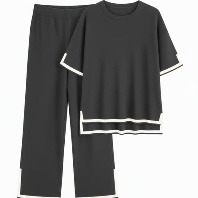 Charcoal Grey and White Loungewear Set