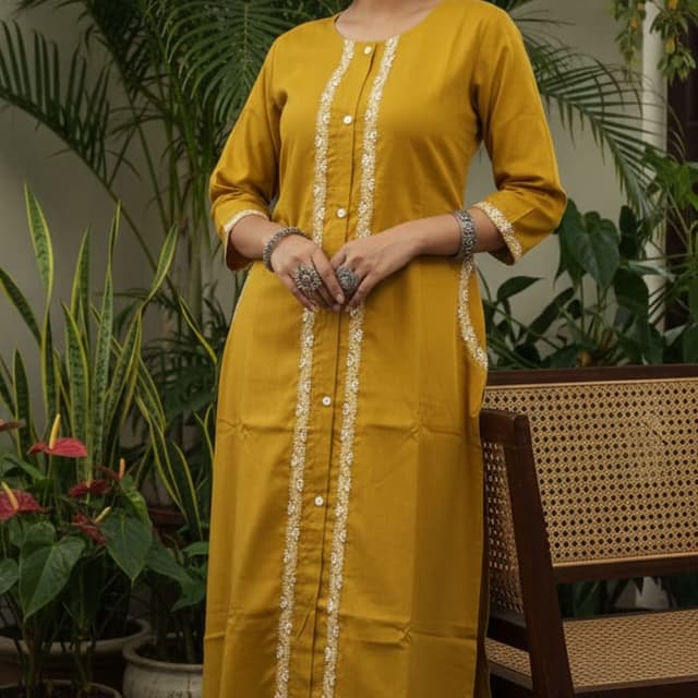 Mustard Yellow Kurta Set