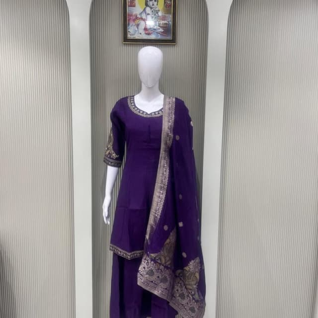 Purple, Gold Salwar Kameez