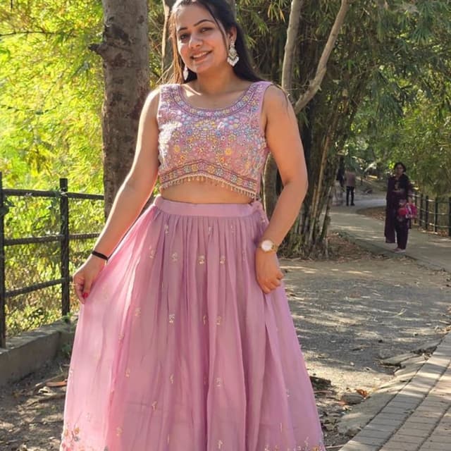 Mauve and Multi-Color Lehenga Choli