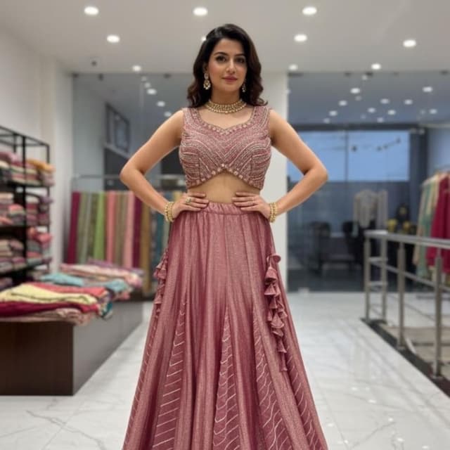 Dusty Rose with Gold accents Lehenga Choli