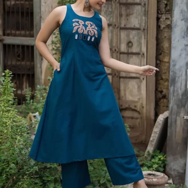 Teal Kurta with Pants