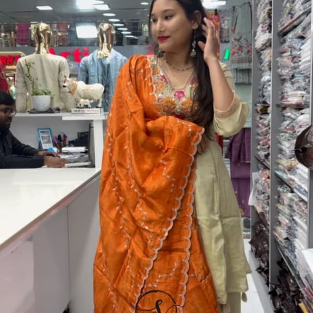 Orange and Beige Salwar Kameez