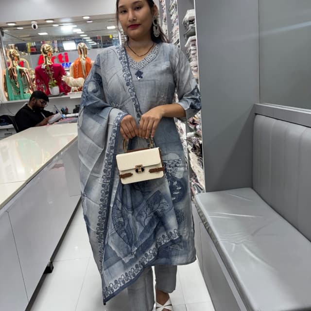 Shades of Grey and Blue Salwar Kameez Suit