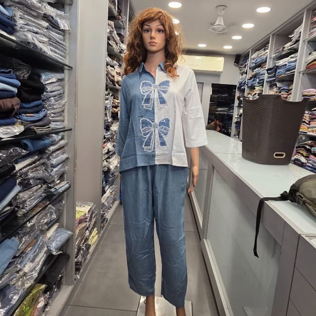 Blue and White Pajama Set