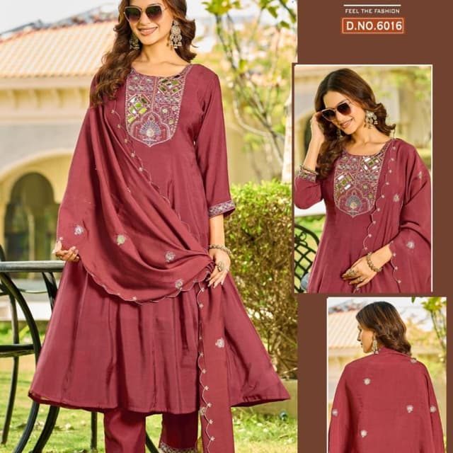 Maroon, green, and gold accents Salwar Suit