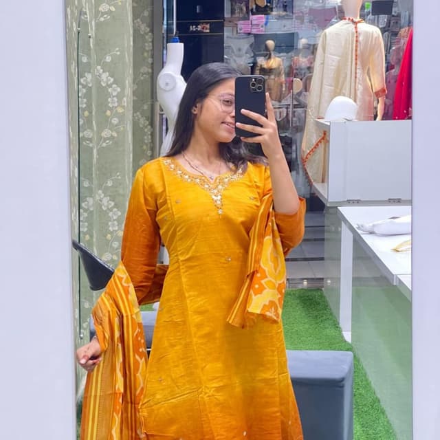 Yellow and Orange Kurta with Dupatta