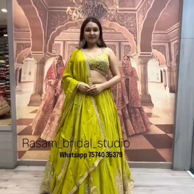 Lime Green and Gold Lehenga Choli