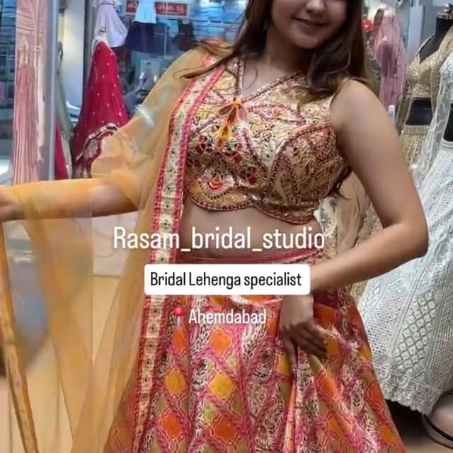 Yellow, Pink, and Gold Lehenga Choli