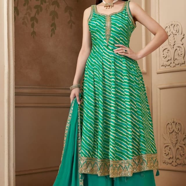 Green and Cream Salwar Suit