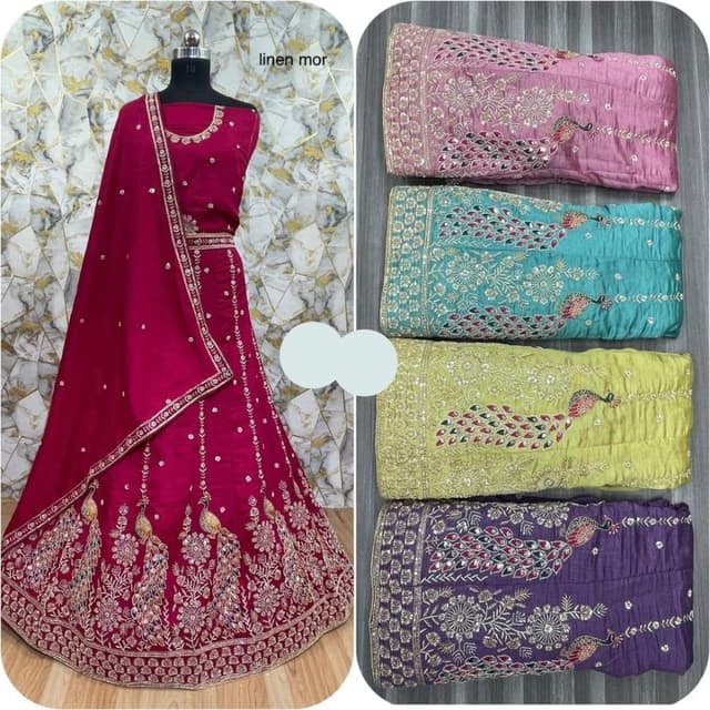 Magenta, with gold and other jewel-tone accents Lehenga Choli