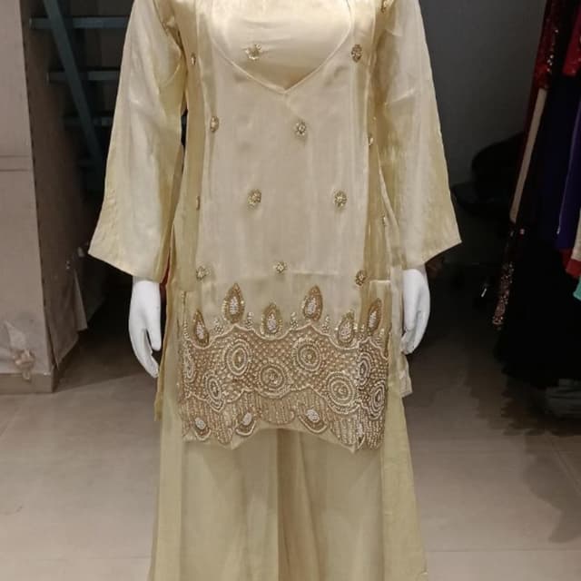 Ivory and Gold Salwar Kameez