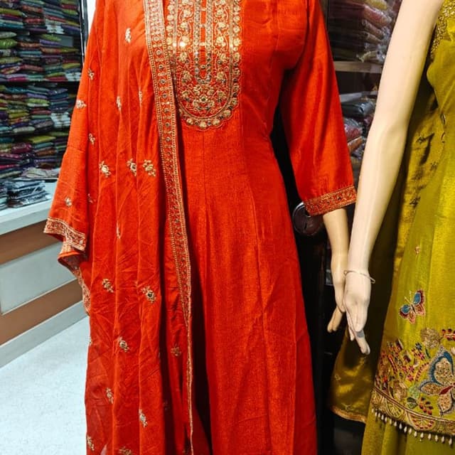 Red and Gold Anarkali Suit Set
