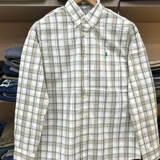 White, Khaki, and Dark Green Shirt