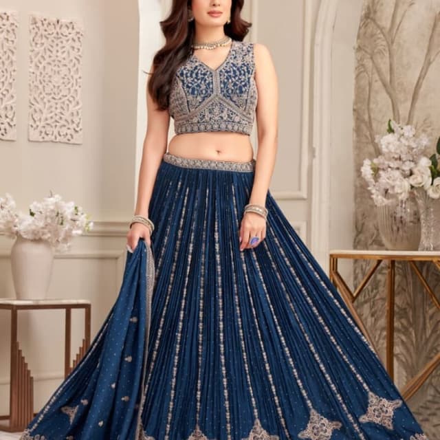 Blue and Silver Lehenga Choli