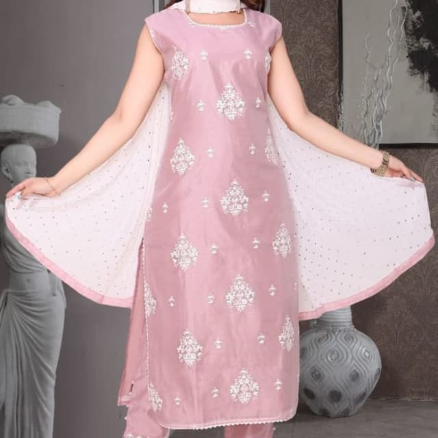 Pink, White Salwar Kameez