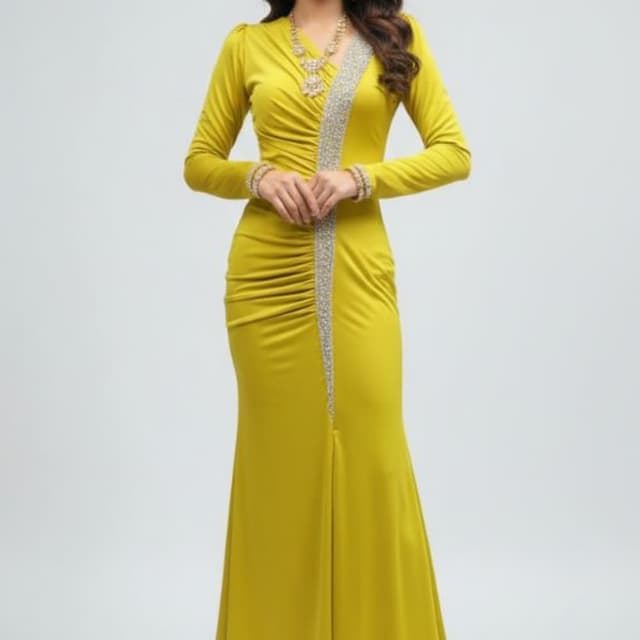 Mustard Yellow with Silver Dress