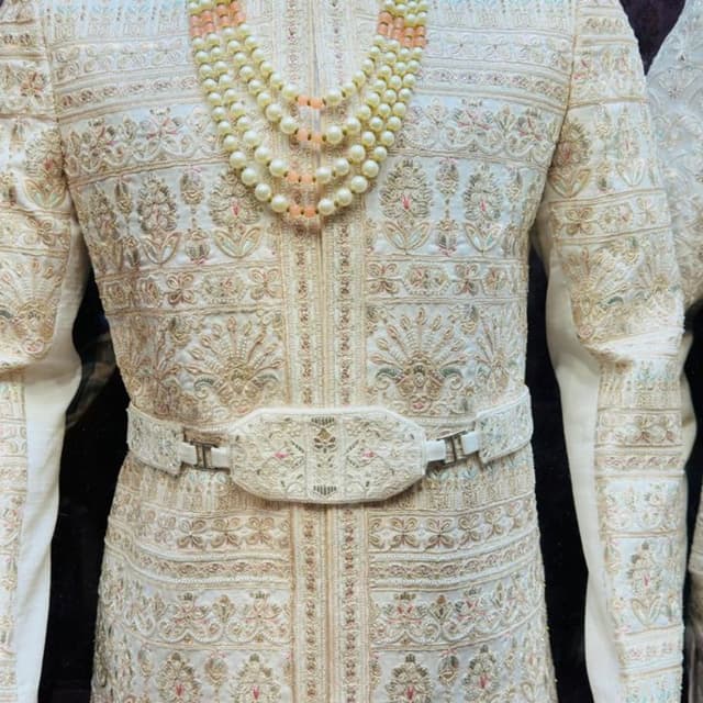 Ivory and Gold with touches of Peach Sherwani