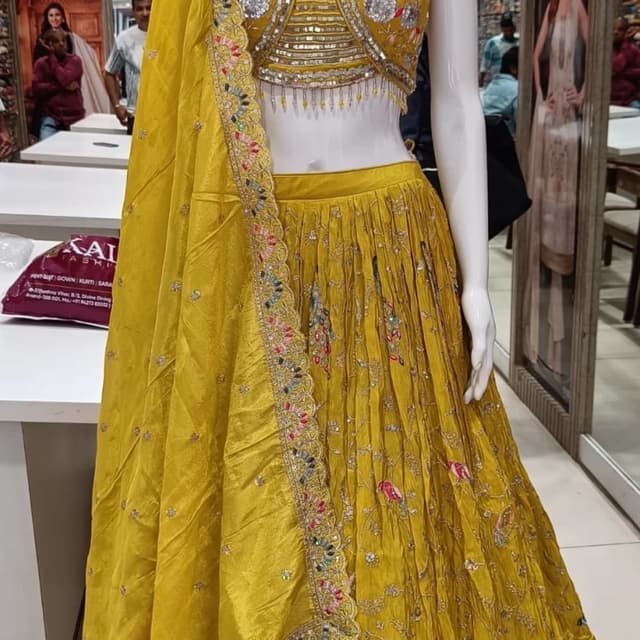 Mustard Yellow, Multicolor Lehenga Choli