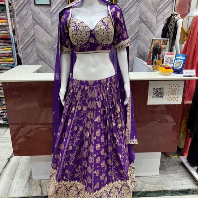 Purple and Gold Lehenga Choli