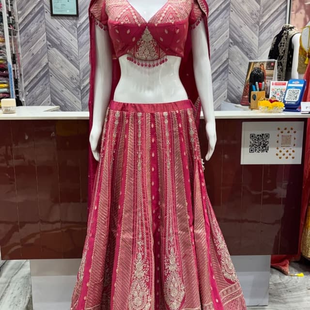 Pink and Gold Lehenga Choli
