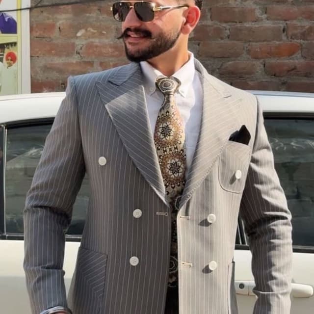 Gray, White, Beige, Black Suit