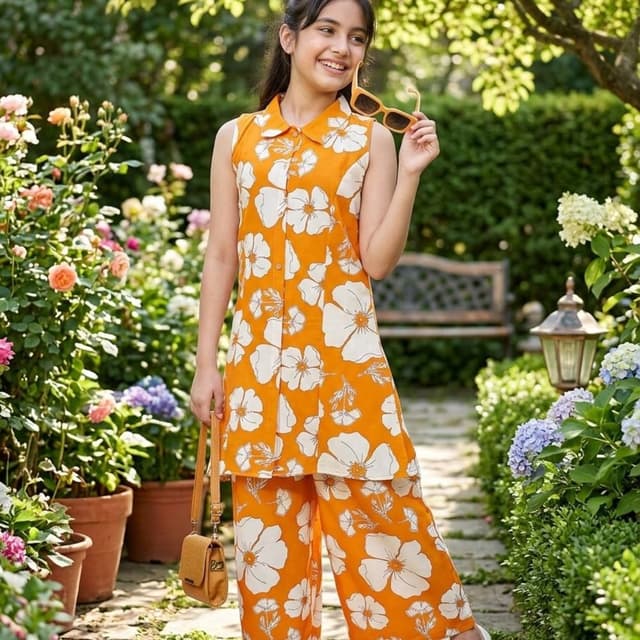 Orange and White Co-ord Set