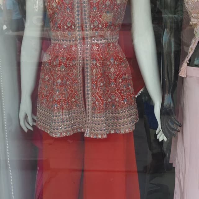 Red, Blue, Silver Kurti with Palazzo pants