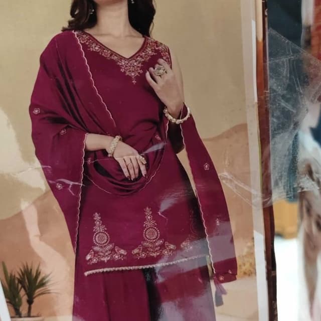 Burgundy with gold accents Salwar Kameez