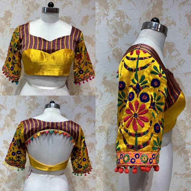 Yellow, Red, Green, Blue, Purple, and Brown Blouse