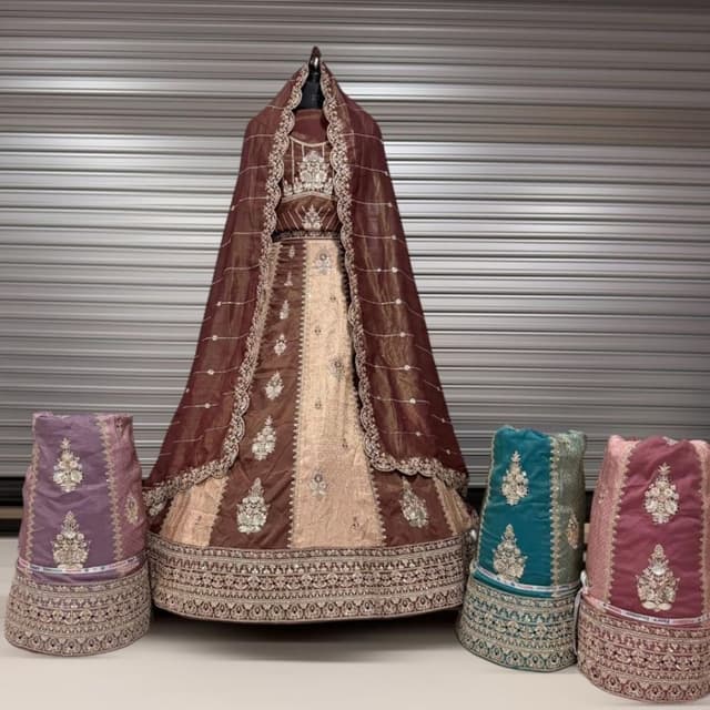 Brown and Gold Lehenga Choli