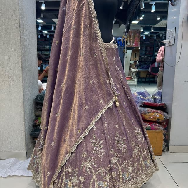 Mauve and Gold Lehenga Choli