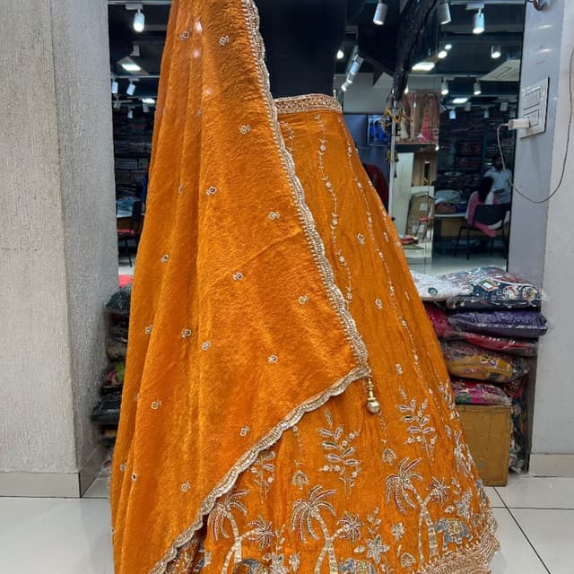 Orange and Silver Lehenga Choli