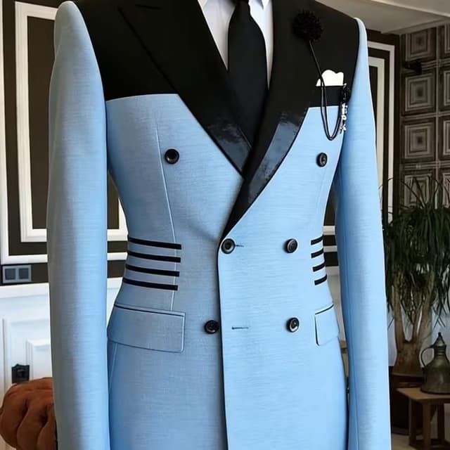 Light Blue and Black Suit
