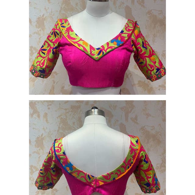 Pink, Green, Orange, Blue, Yellow Blouse