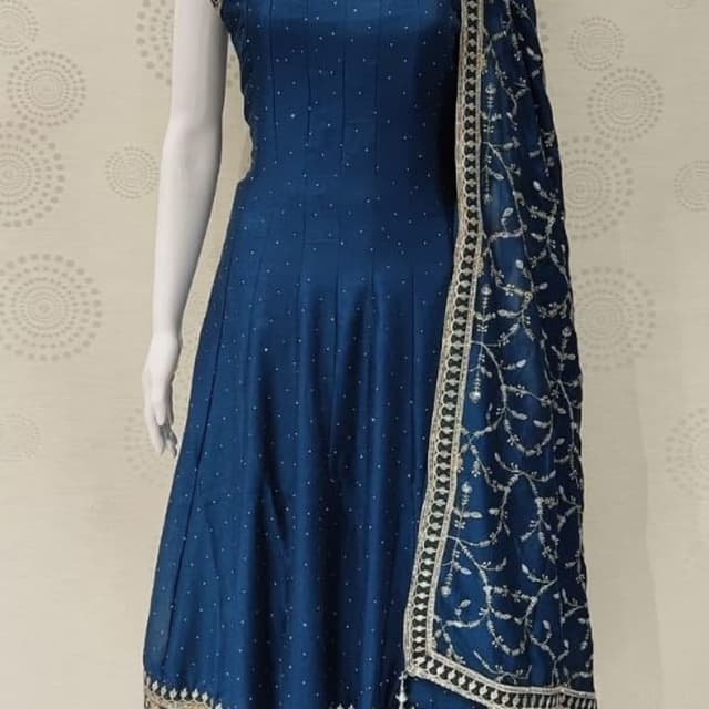 Blue, Gold, Silver Anarkali Suit