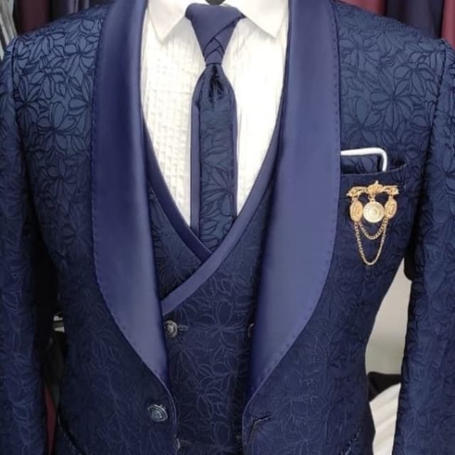 Navy blue, White Suit