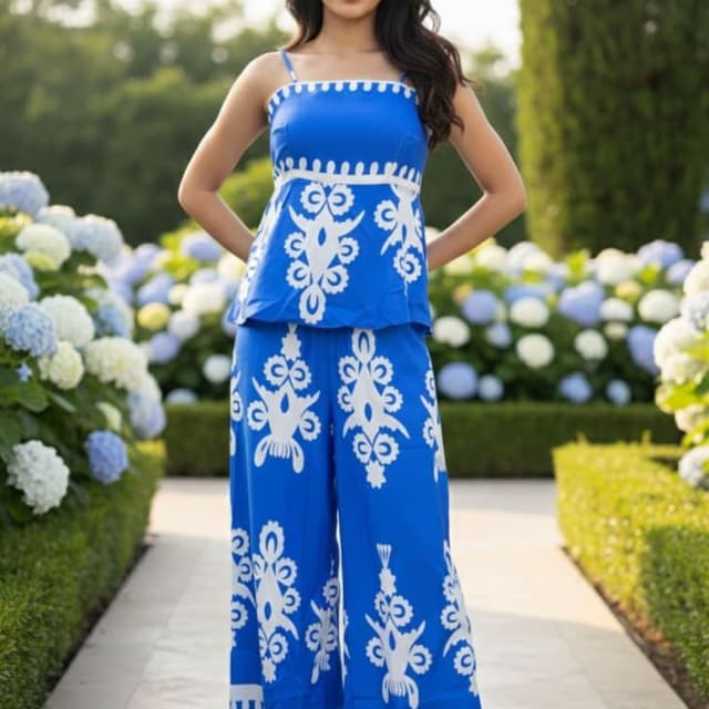 Blue and White Two-piece set