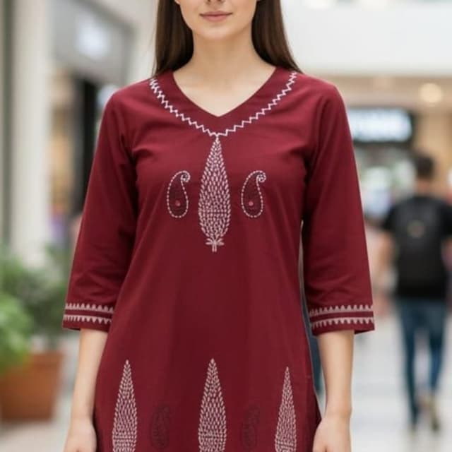 Maroon with white Kurti