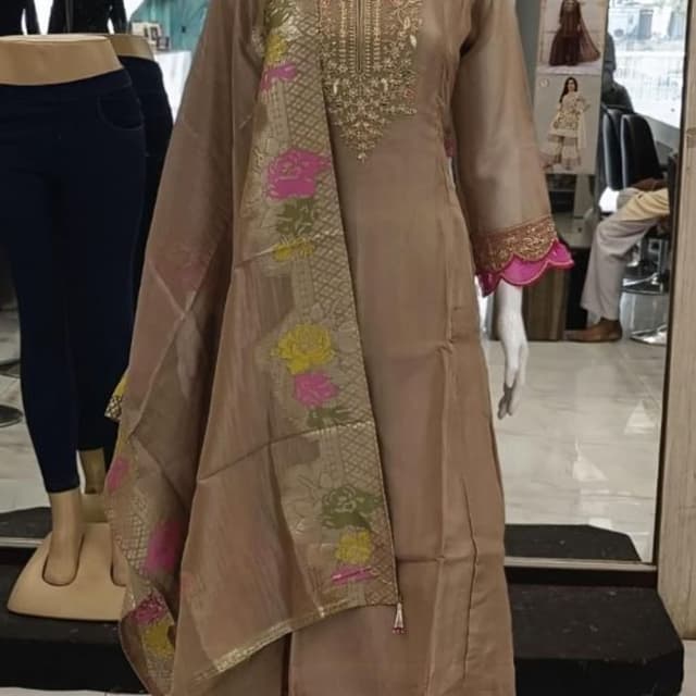 Brown, Pink, Green, Yellow Salwar Kameez